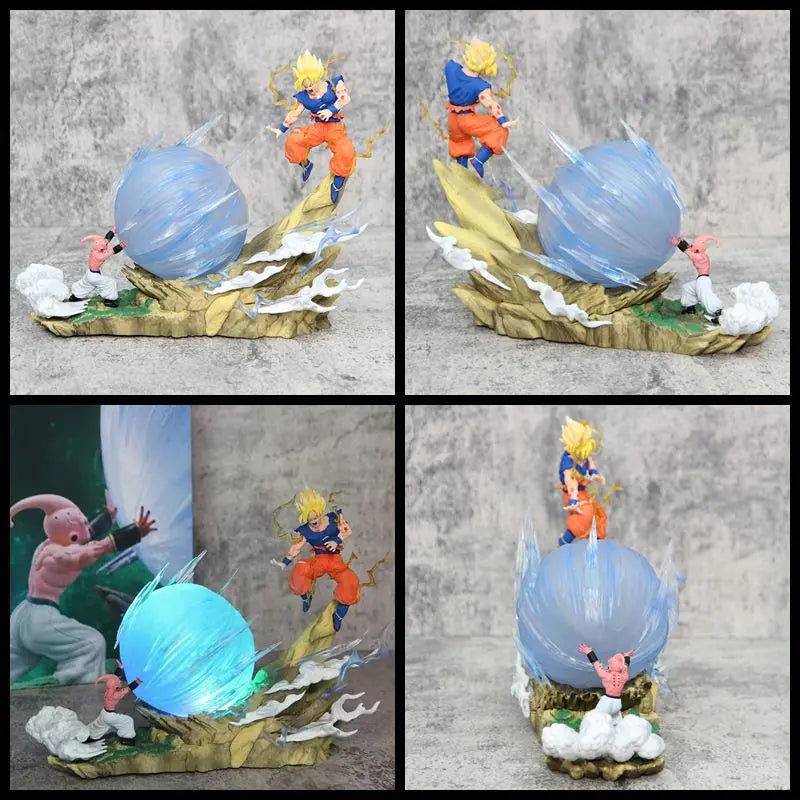 Super Saiyan Goku vs Majin Buu Premium Battle Scene Figure Set | Glowing Kamehameha GK Collectible
