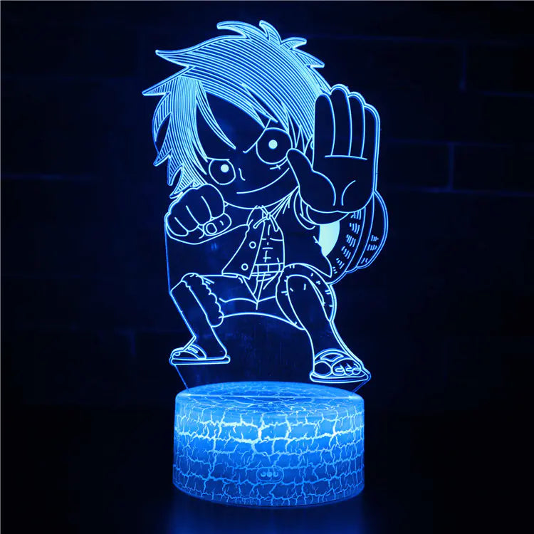 3D One Piece Luffy Night Lamp 🌙✨ | Anime LED Bedside Light with Remote Control