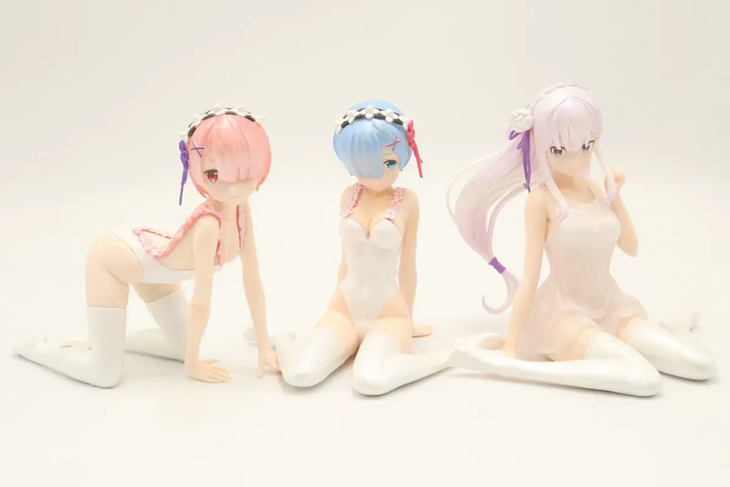Re:Zero Rem, Ram & Emilia Figure Set – Pajamas & Lingerie Collectible Models