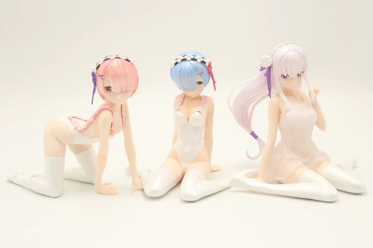 Re:Zero Rem, Ram & Emilia Figure Set – Pajamas & Lingerie Collectible Models