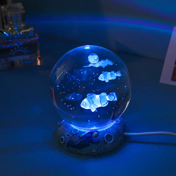 Crystal Ball Night Light with Jellyfish Astronaut Base – Ocean-Inspired Premium Lamp 🌌