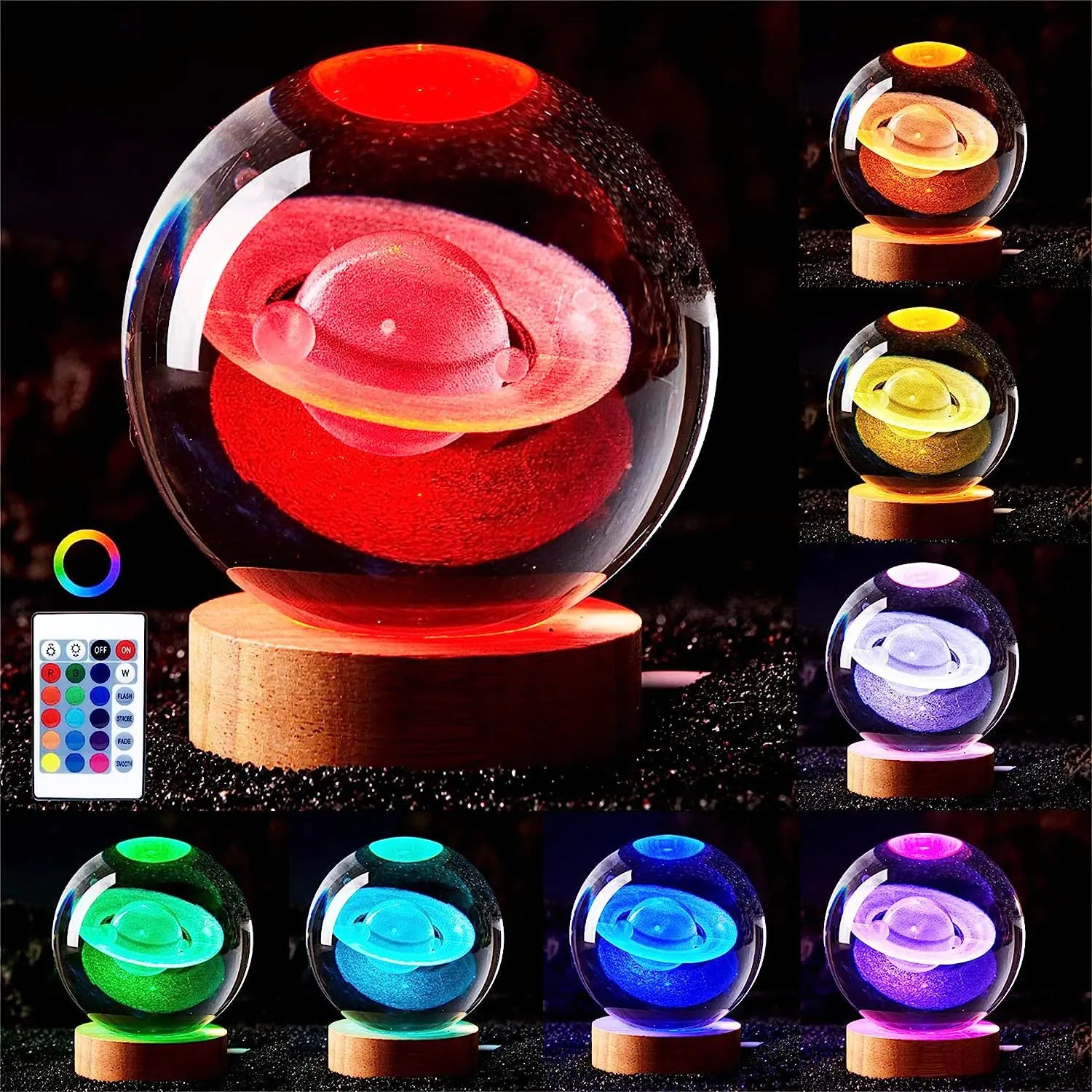 🪐 3D Solar System Crystal Ball Night Light with Remote – Premium Collector Edition