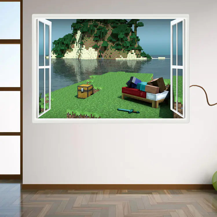 3D Minecraft Style Wall Stickers for Kids Room 🧱✨ | Cartoon Miner Removable Decals for Boys Bedroom & Playroom