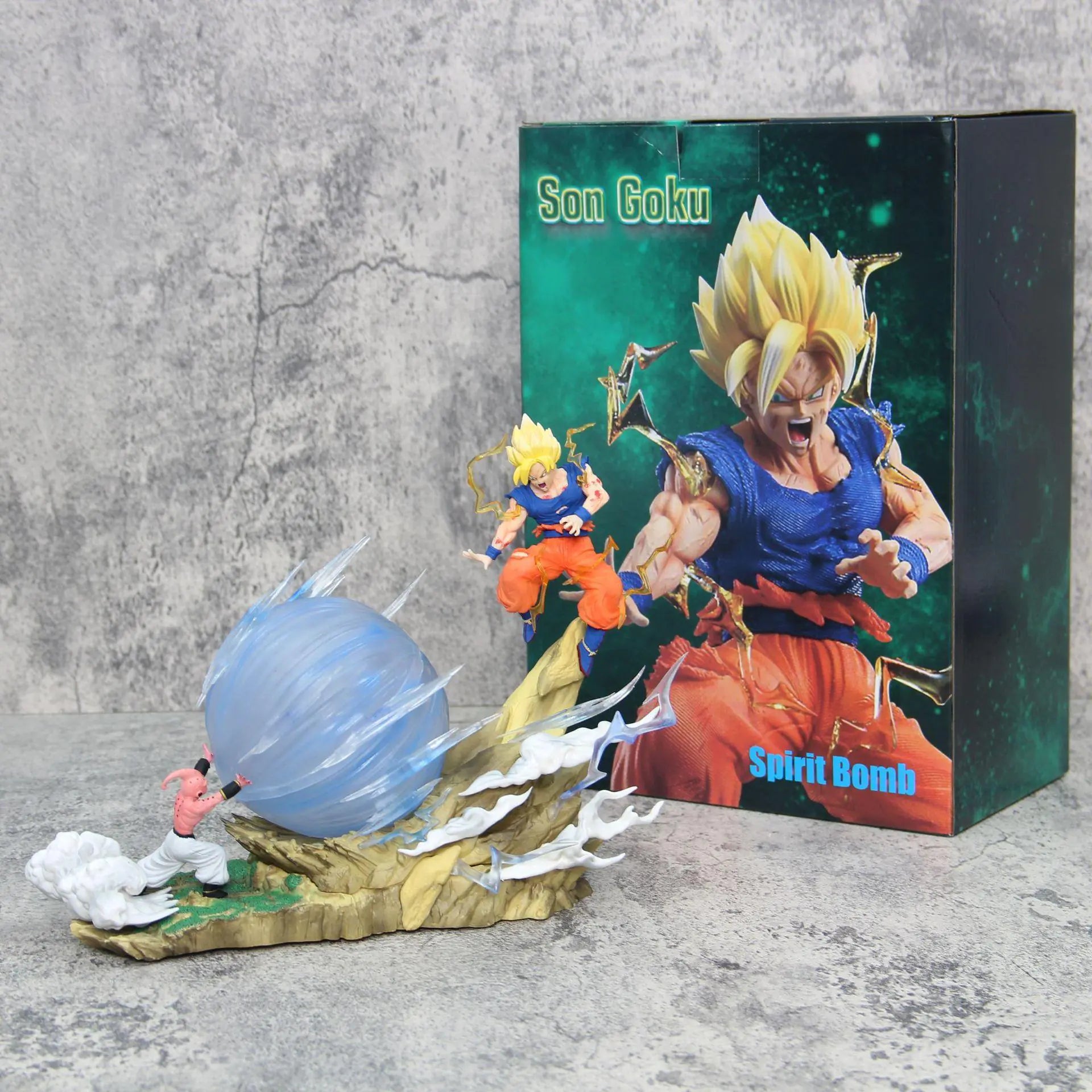 Super Saiyan Goku vs Majin Buu Premium Battle Scene Figure Set | Glowing Kamehameha GK Collectible