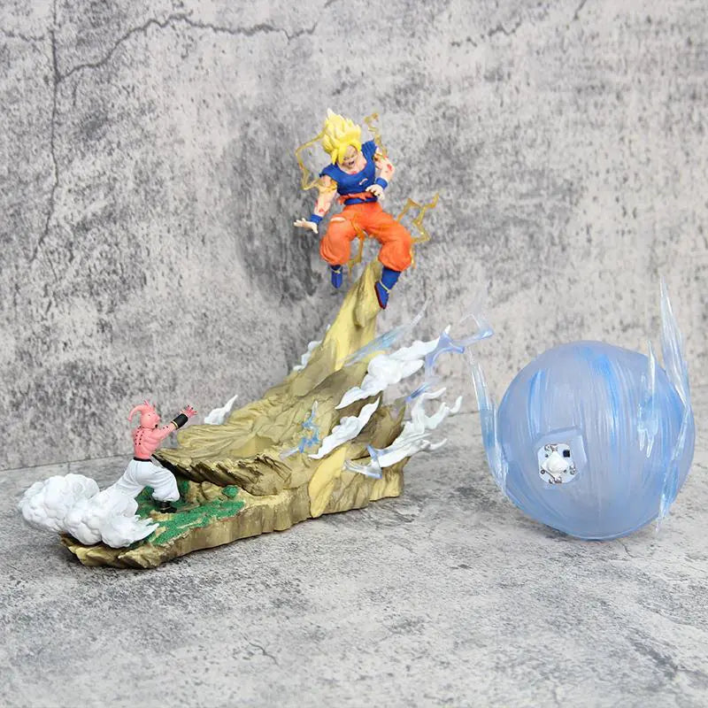 Super Saiyan Goku vs Majin Buu Premium Battle Scene Figure Set | Glowing Kamehameha GK Collectible