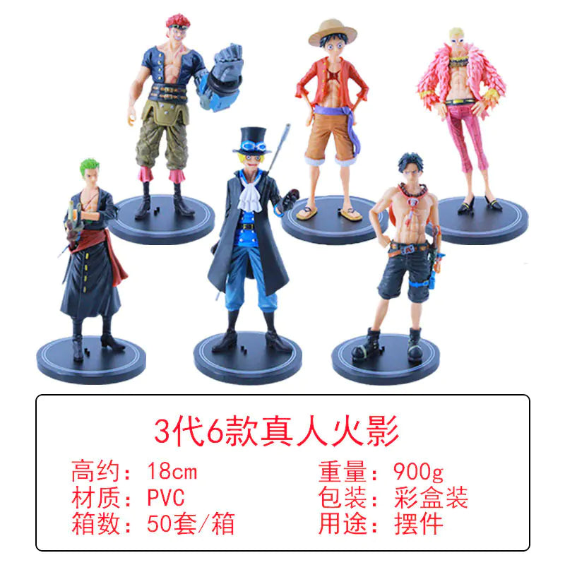 One Piece Grand Line Character Set (6 Pcs) | Straw Hat Pirates & Allies Collector Figures