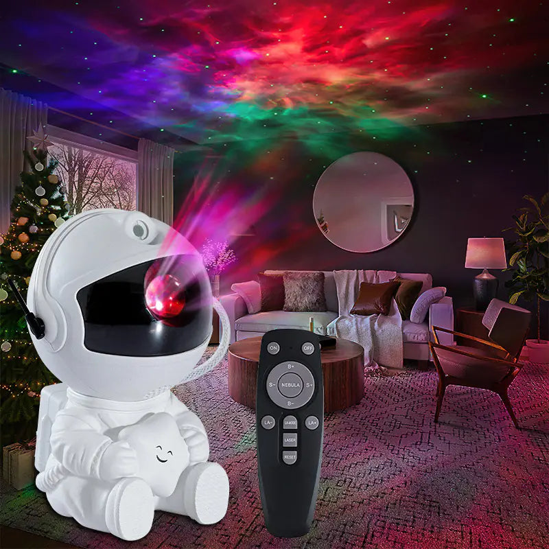 Astronaut LED Star Projector – Galaxy Night Light for Room & Desk 🌌