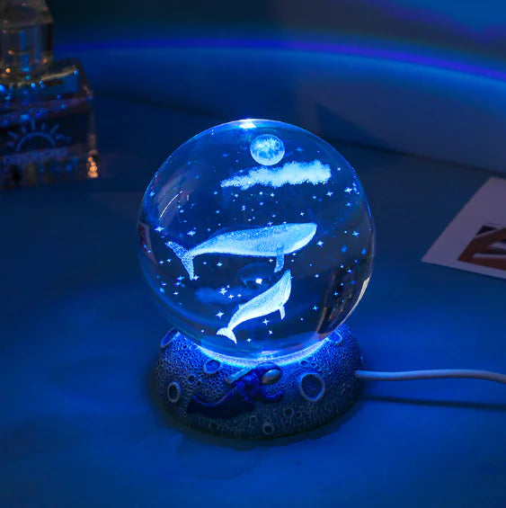 Crystal Ball Night Light with Jellyfish Astronaut Base – Ocean-Inspired Premium Lamp 🌌