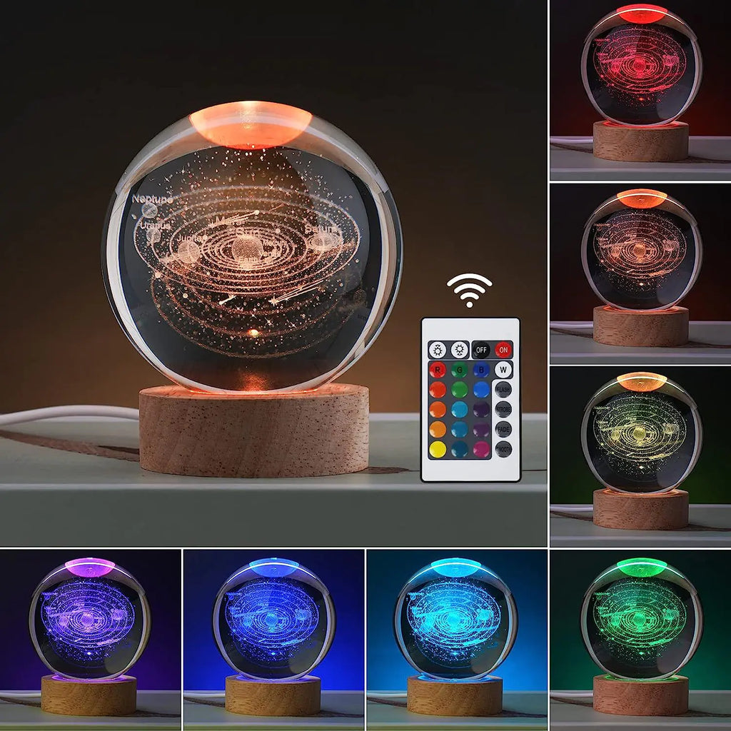 🪐 3D Solar System Crystal Ball Night Light with Remote – Premium Collector Edition