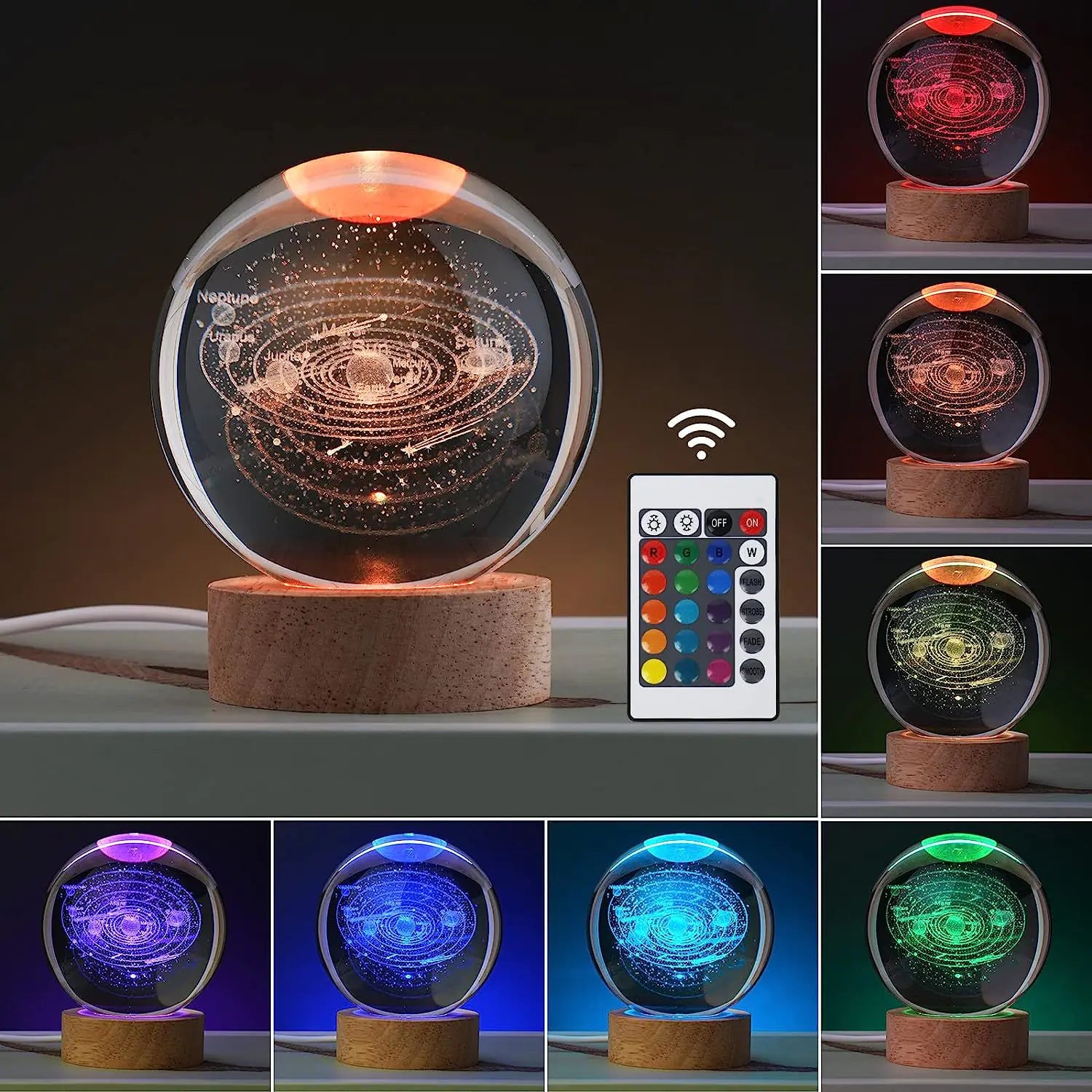 🪐 3D Solar System Crystal Ball Night Light with Remote – Premium Collector Edition